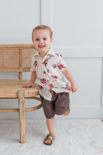 Multi Color Bird Print Boys Shirt & Brown Shorts set