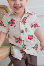 Multi Color Bird Print Boys Shirt & Brown Shorts set