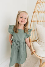 Sage Green Solid Color Ruffled Racer Back Gathered Dress