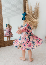 Floral Printed Long Sleeve Dress & Diaper Cover Set