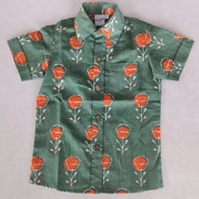 Orange Floral Print Boys Shirt