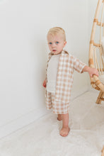 Blush Checkered Printed Boys Shirt ,Shorts & Off-White Inner shirt 3pc set