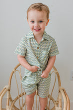 Blue & Sage Geometrical Print Boys Shirt & Shorts set