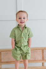 Sage-Green Printed Boys Shirt & Shorts set