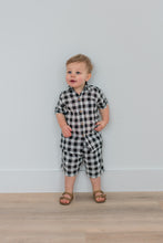 Black Checkered Printed Boys Shirt & Shorts Set