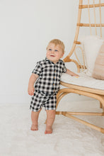 Black Checkered Printed Boys Shirt & Shorts Set