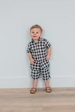 Black Checkered Printed Boys Shirt & Shorts Set