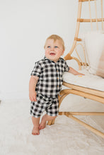 Black Checkered Printed Boys Shirt & Shorts Set