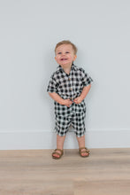 Black Checkered Printed Boys Shirt & Shorts Set