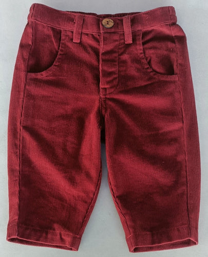 Maroon Corduroy Solid Color Boys Pants