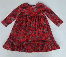 Floral Print Bottom Ruffle Long-Sleeves Gathered Dress
