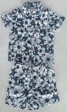 Black Floral Printed Boys Shirt & Shorts Set