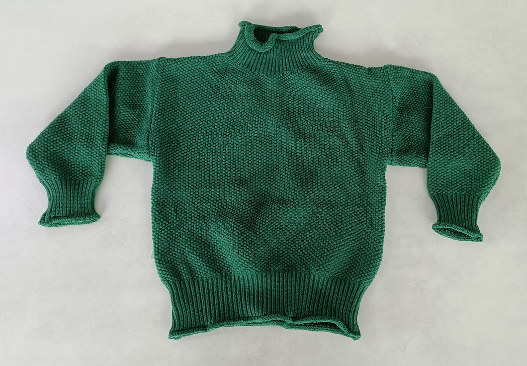 Green Woolen High Round Neck Sweater