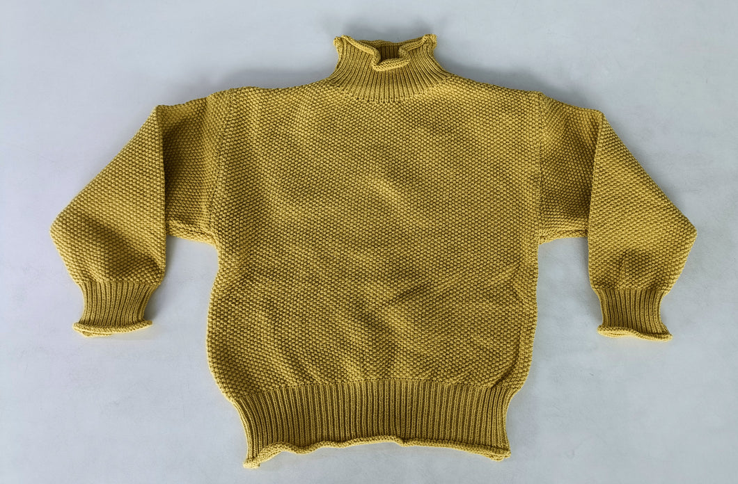 Yellow Woolen High Round Neck Sweater