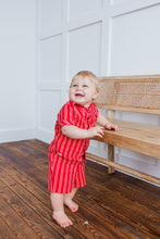 Ensemble chemise et short pour garçon à rayures rouges