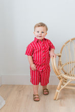 Red Stripes Print Boys Shirt & Shorts set