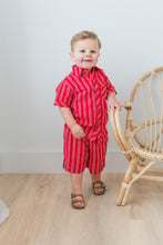 Red Stripes Print Boys Shirt & Shorts set