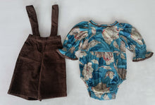 Turquoise Floral Printed Top & Brown Corduroy Pant Set