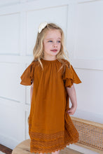 Rust Solid Color Sleeve & Neck Gathered Dress