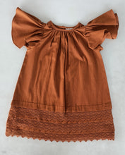 Rust Solid Color Sleeve & Neck Gathered Dress