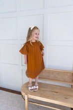 Rust Solid Color Sleeve & Neck Gathered Dress