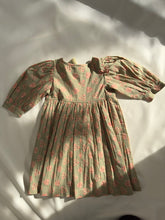 Sage-Green Floral Printed Sleeve Gathered Dress