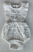 Double Gauze Off-White Solid Quilted Ruffled Romper