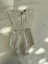 Double Gauze Off-White Solid Quilted Ruffled Romper