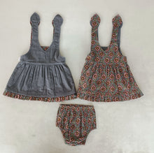 Reversible Solid Grey Corduroy & Grey Floral Printed Ruffle Dress