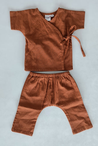 Rust Solid Color Top & Pant Set