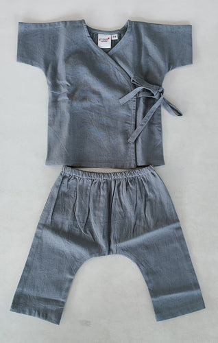 Grey Solid Color Top & Pant Set