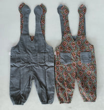 Reversible Solid Grey Corduroy & Grey Floral Printed Jumpsuit