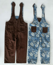 Reversible Solid Brown Corduroy & Grey Floral Printed Jumpsuit