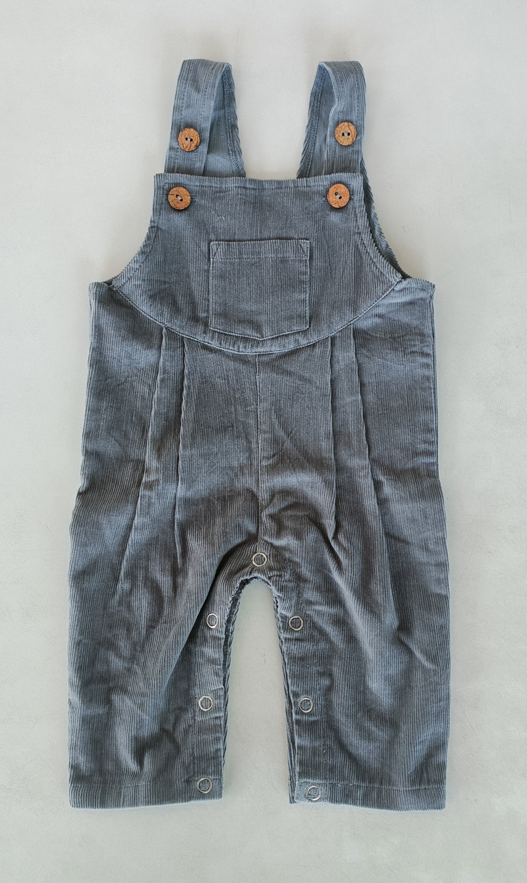 Grey Corduroy Solid Color Baby Jumpsuit