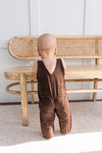 Brown Corduroy Solid Color Baby Jumpsuit