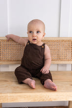 Brown Corduroy Solid Color Baby Jumpsuit