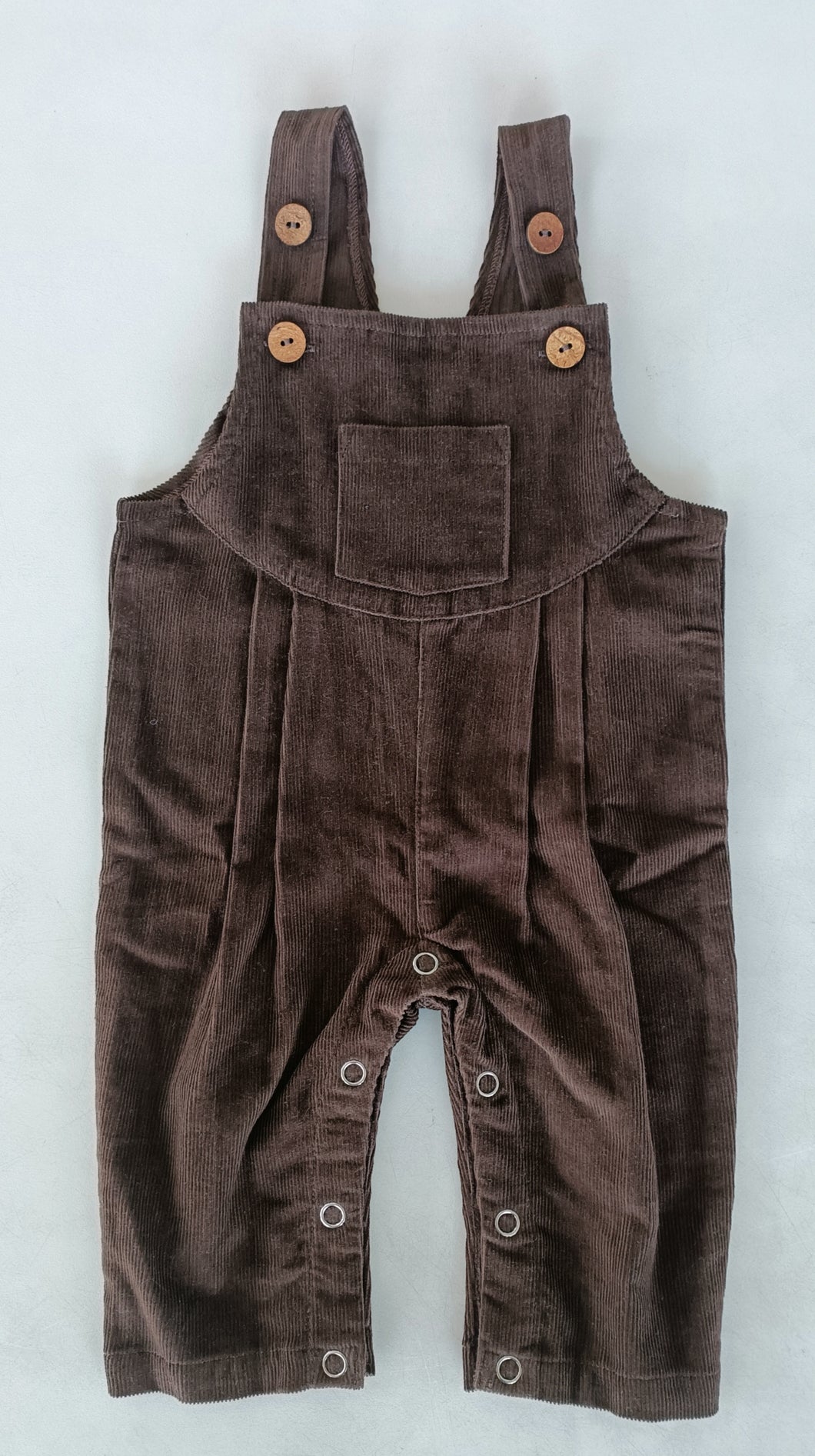 Brown Corduroy Solid Color Baby Jumpsuit