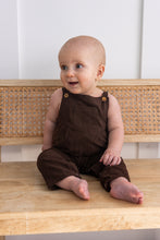 Brown Corduroy Solid Color Baby Jumpsuit