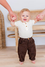 Brown Corduroy Solid Color Boys Pants