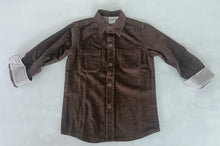 Brown Corduroy Solid Color Boys Shirts