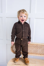 Brown Corduroy Solid Color Boys Shirts