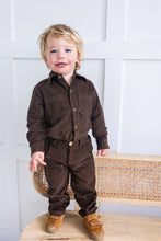 Brown Corduroy Solid Color Boys Shirts