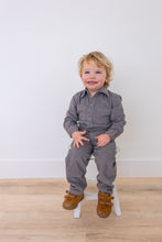 Grey Corduroy Solid Color Boys Pants