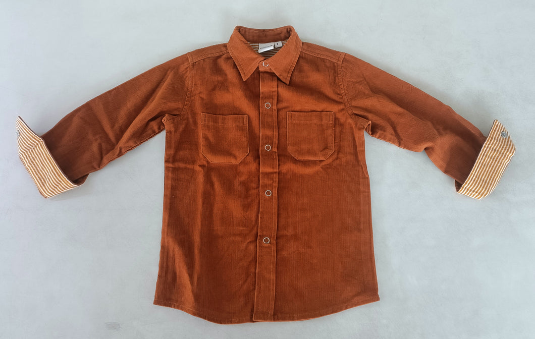 Rust Corduroy Solid Color Boys Shirts