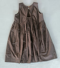 Brown Solid Color Pintuck Gathered Dress