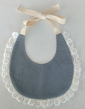 Reversible Grey Solid Color & Grey Striped Printed Baby Bib