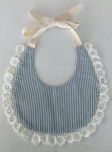 Reversible Grey Solid Color & Grey Striped Printed Baby Bib