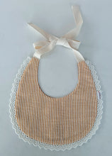 Reversible Rust Solid Color & Mustard Striped Printed Baby Bib
