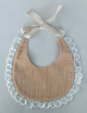 Reversible Rust Solid Color & Mustard Striped Printed Baby Bib