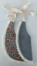 Reversible Grey Corduroy Solid Color & Grey Floral Printed Baby Bib